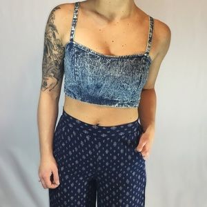 Kirra Acid Wash Denim Crop Top